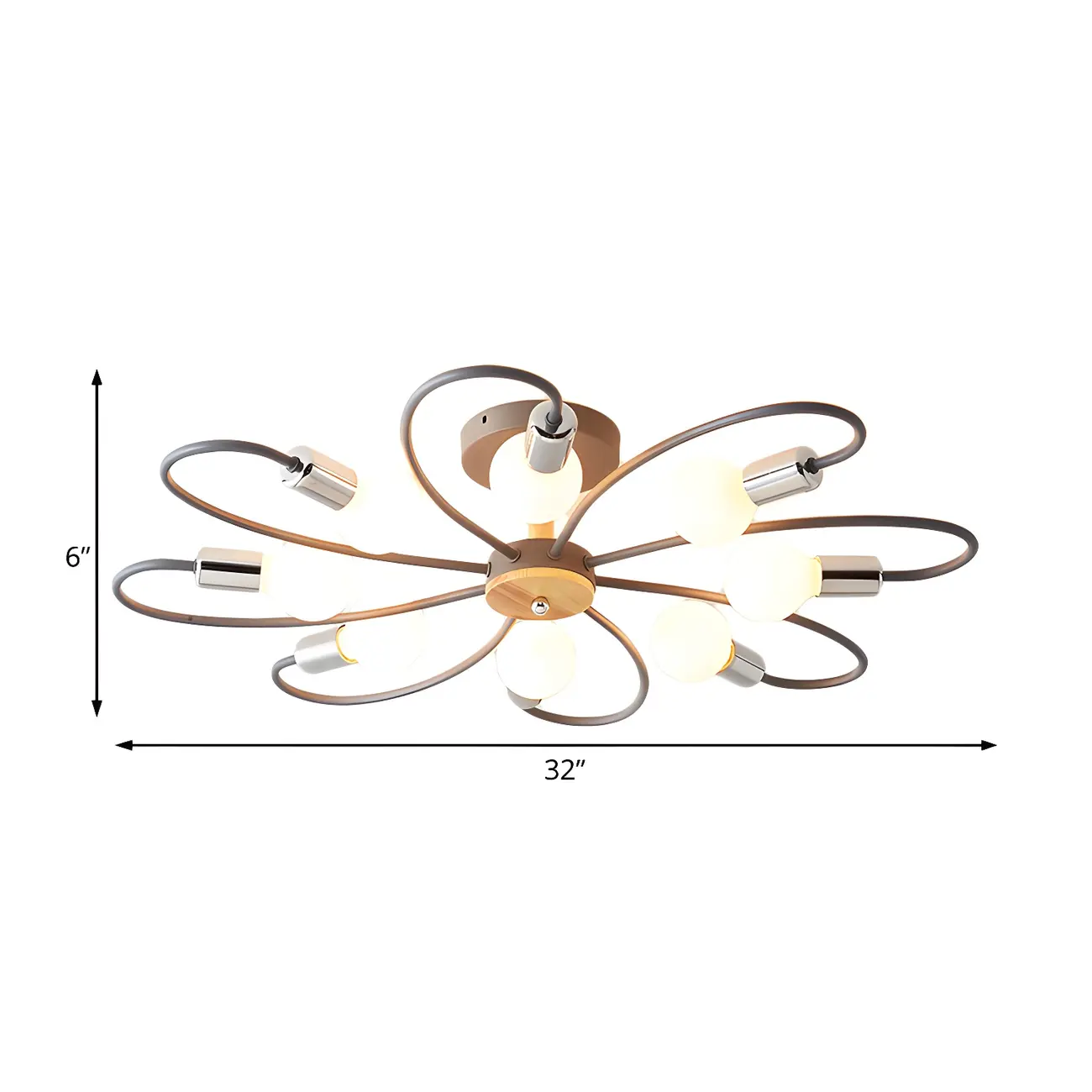 Modern Green Curved Sputnik Semi Flush Mount Ceiling Light