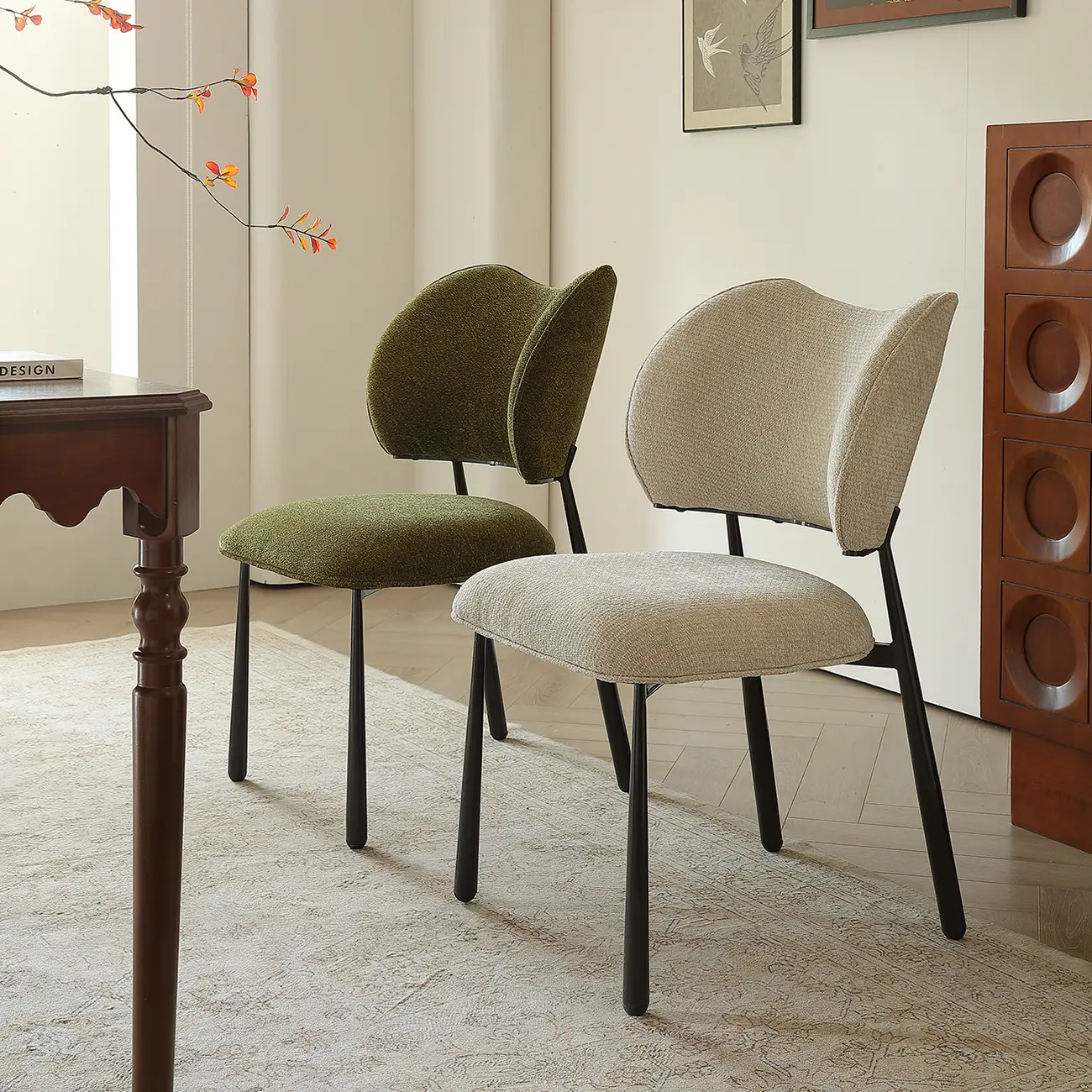 Retro Armless Faux Leather Upholstered Dining Chair