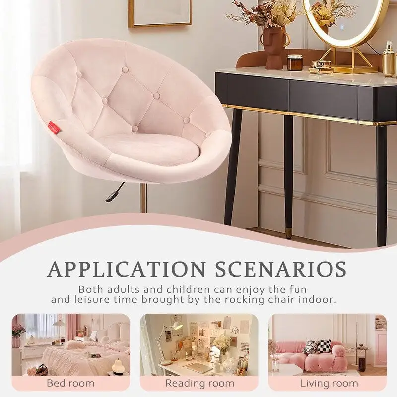VANITII Accent Chair Swivel Vanity Chair Office Desk Chair Modern Height Adjustable Pink/Grey/White