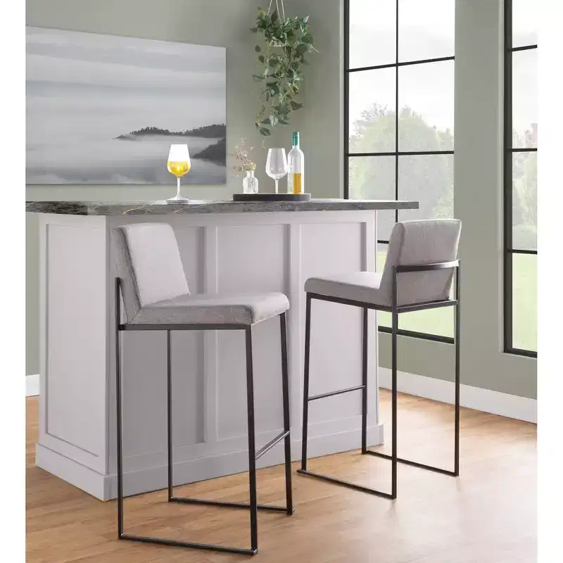 LumiSource Set of 3 Fuji High Back Barstools Fabric