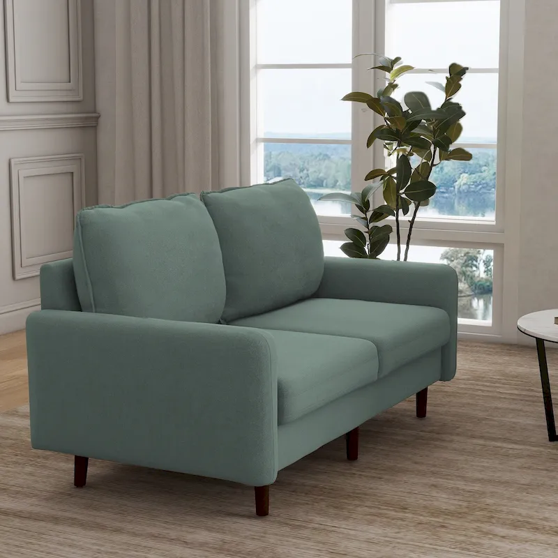 Modern Loveseat Velvet Wood Legs Sofa