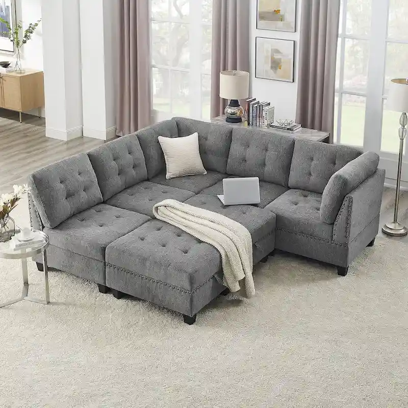 DIY Combination Modular Sectional Sofa, Gray