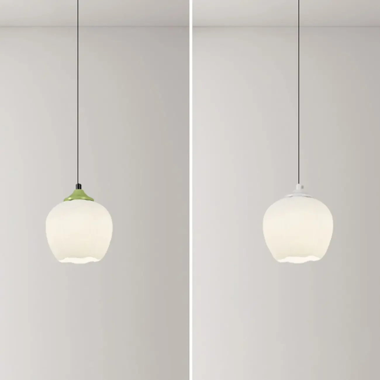 Kids Bedside White Glass Tulip Pendant Lamp