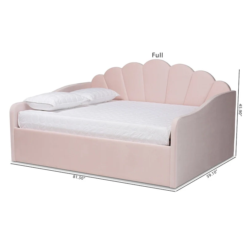 Modern Velvet Upholstered Daybed-Light Pink