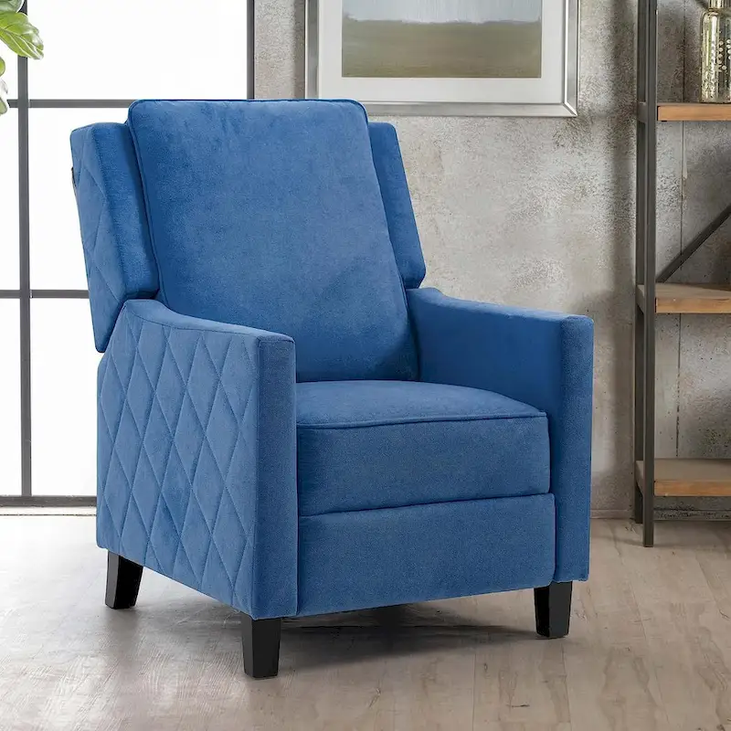 AVAWING Push Back Recliner Chair Linen Wing Back Chair