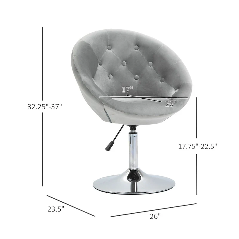 HOMCOM Swivel Accent Chair Modern Makeup Vanity Chair Adjustable Height Leisure Lounge Chair