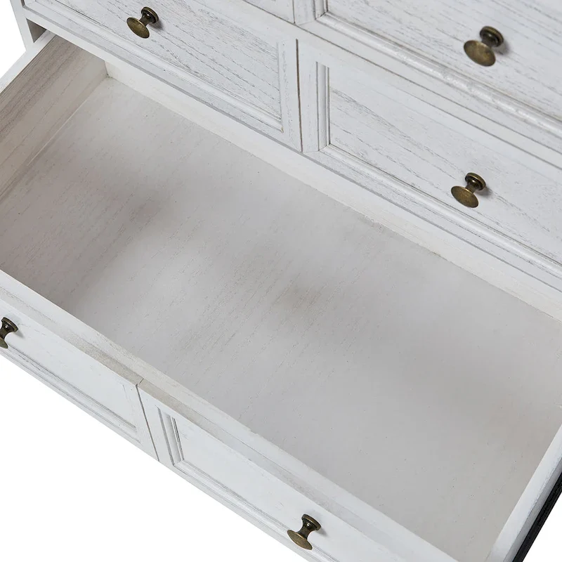 Farmhouse 30Tall Distressed 3-Drawer Nightstand With Solid Wood Legs and Adjustable Feet