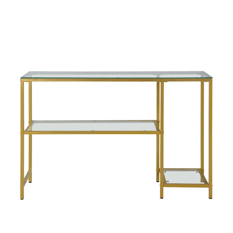 Carolina Living Rayna Console Table with Shelves - Gold