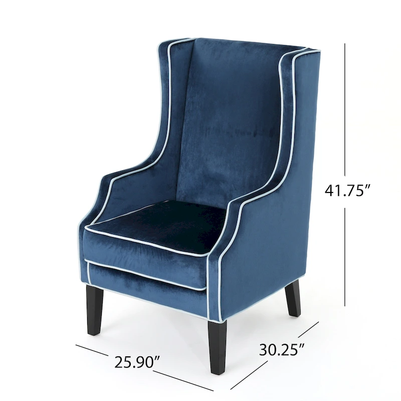 25.9 High Back Velvet Club Chair with Wide Backrest