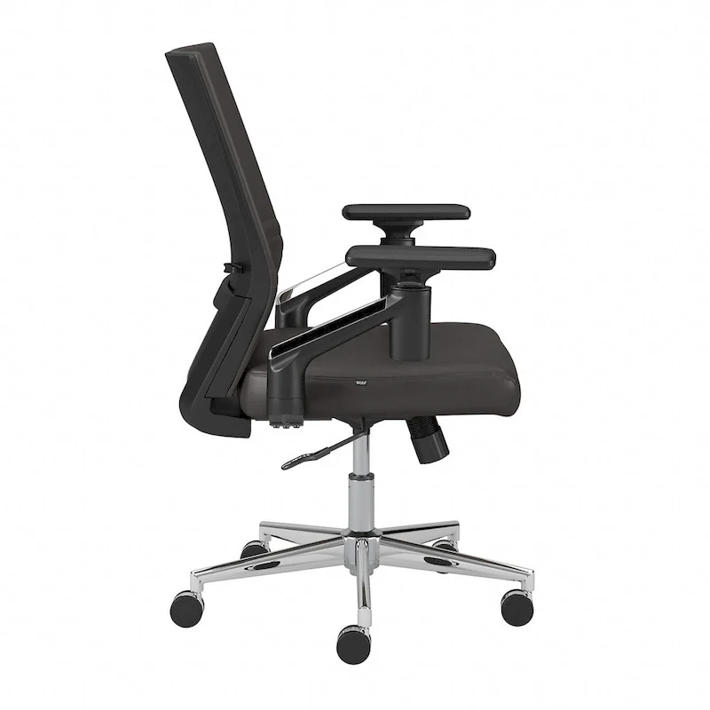 Mid Back Bonded Leather Office Chair with Adjustable Height and Armrests