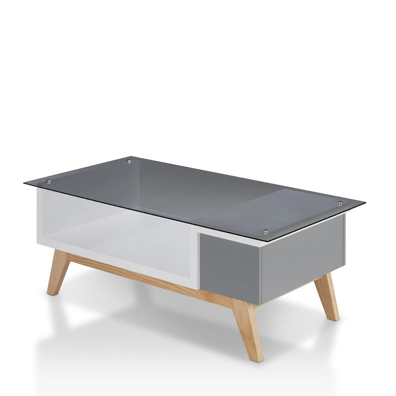 Yini Modern 47-inch Glass Top 1-Shelf Coffee Table by Furniture of America