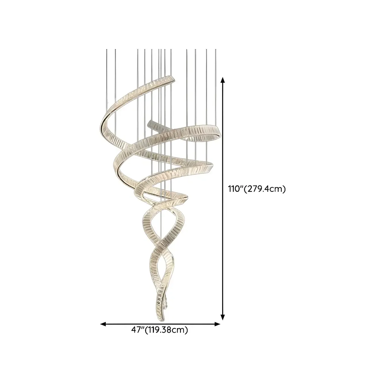 Modern Artistic Spiral Crystal Linear LED Chandelier Dimmable