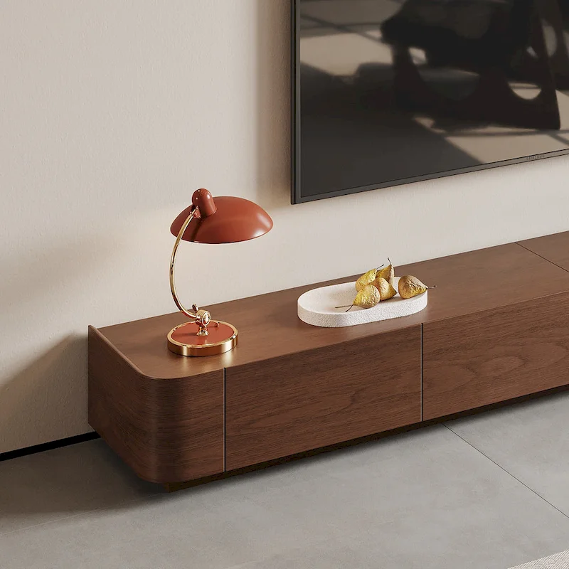 Mid-Century ModernTV Stands,4-6 Drawers, Solid Wood Brown Media Console