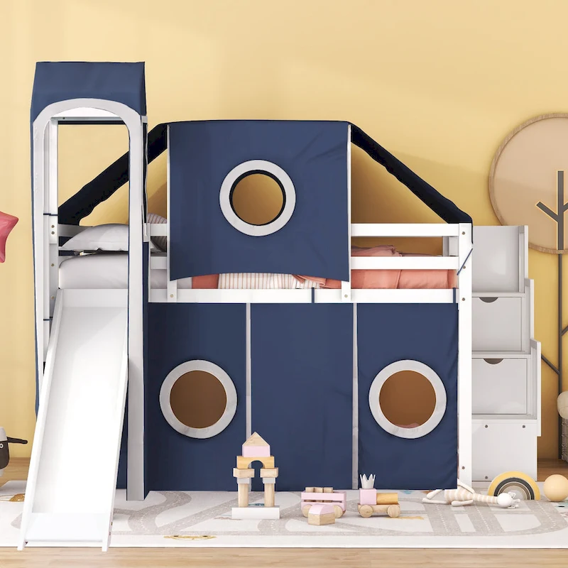 Loft Bed with Tent and Tower