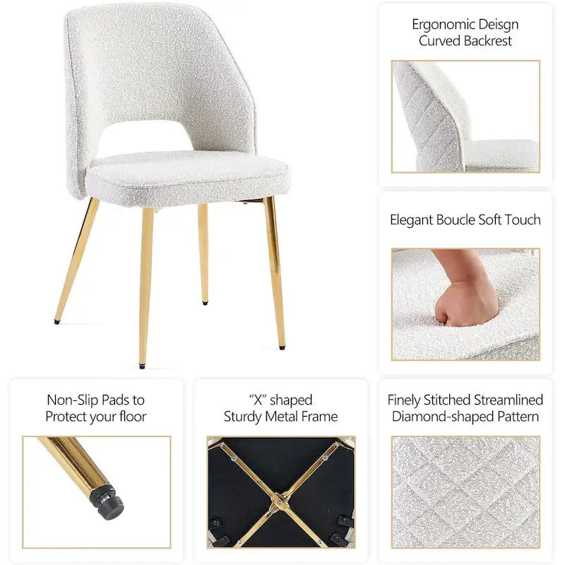 Howtai Upholstered Home Chair Hollow-Back Set of 4