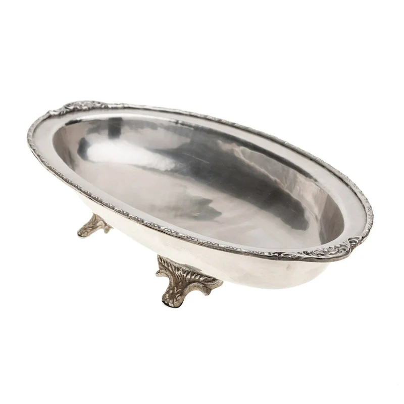 Antique Silver Oval Footed Centerpiece - 8.75x17.3