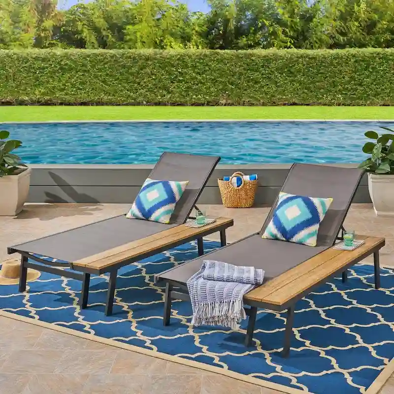 Waterloo Outdoor Chaise Lounge with Side Table (Set of 2) by Christopher Knight Home