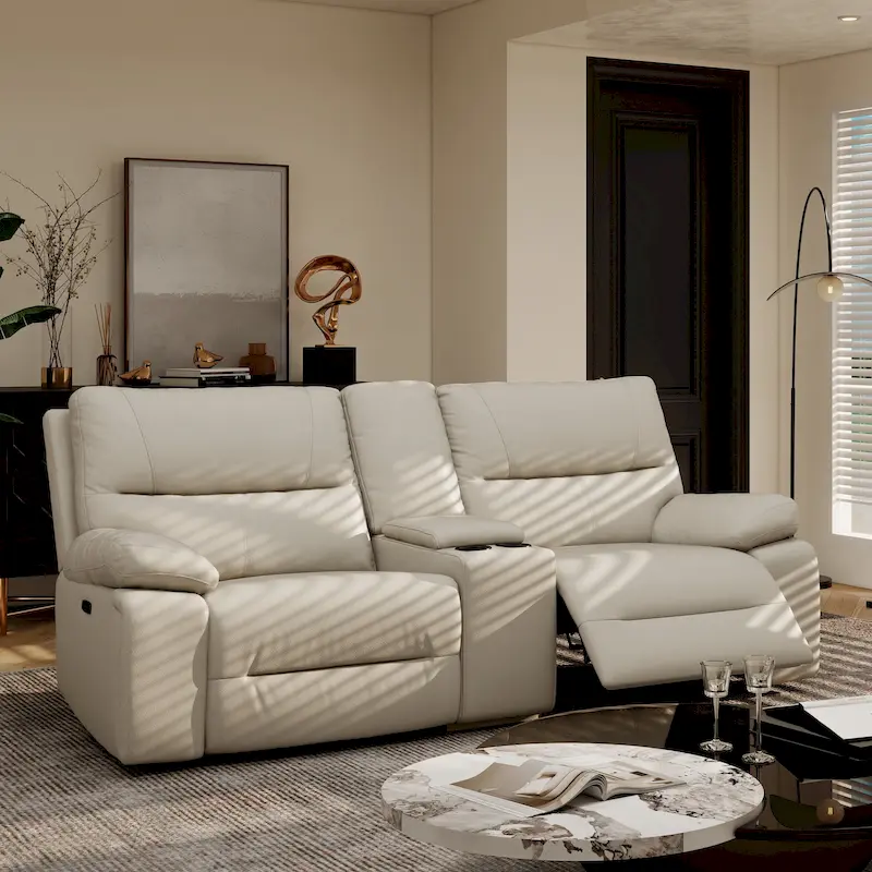 Malibu 79  2-Piece Leather Power Reclining Loveseat with Console and Cup Holders