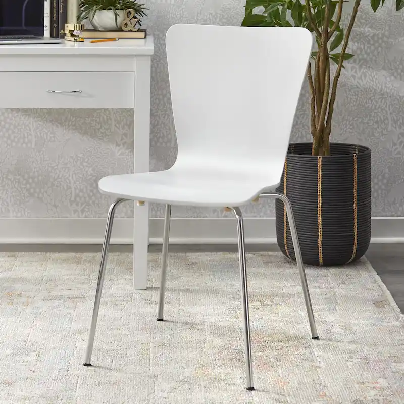 Hourglass Bentwood Chair, Grey/White/Espresso, Chrome Legs, Retro, Seats 1