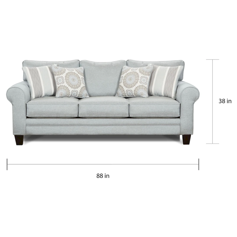 Grande Mist Round Arm Transitional Baby Blue Sofa