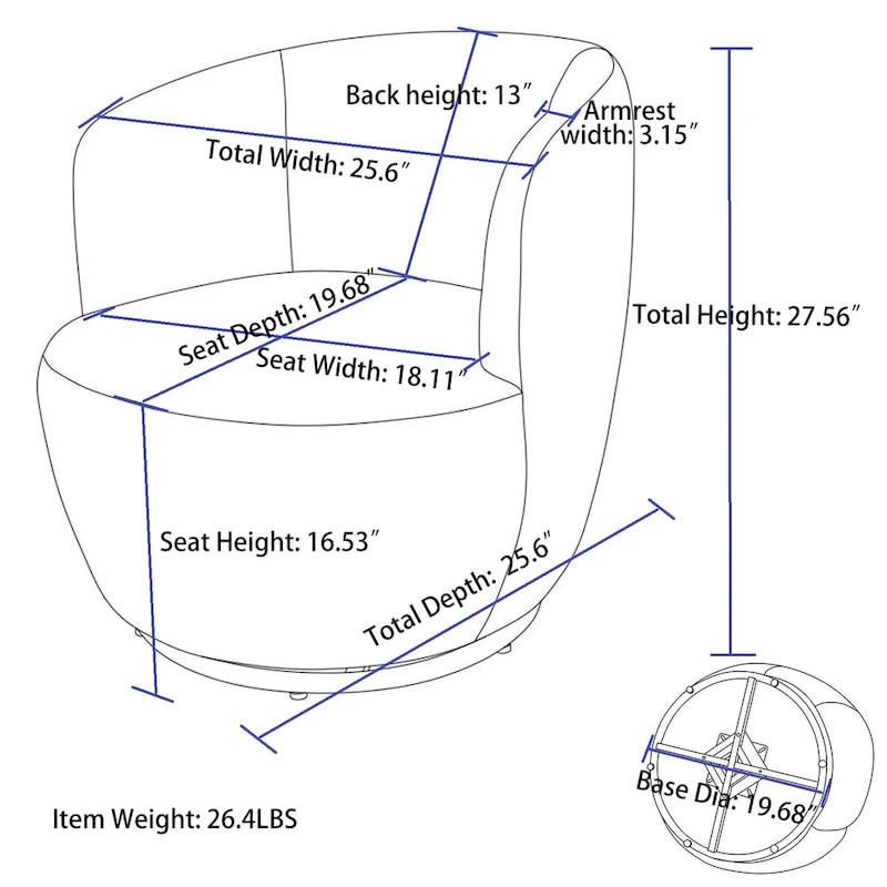 Swivel Accent Armchair Barrel Chair
