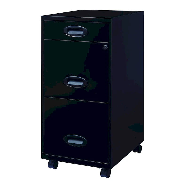 Space Solutions Black 3-drawer Mobile File Cabinet
