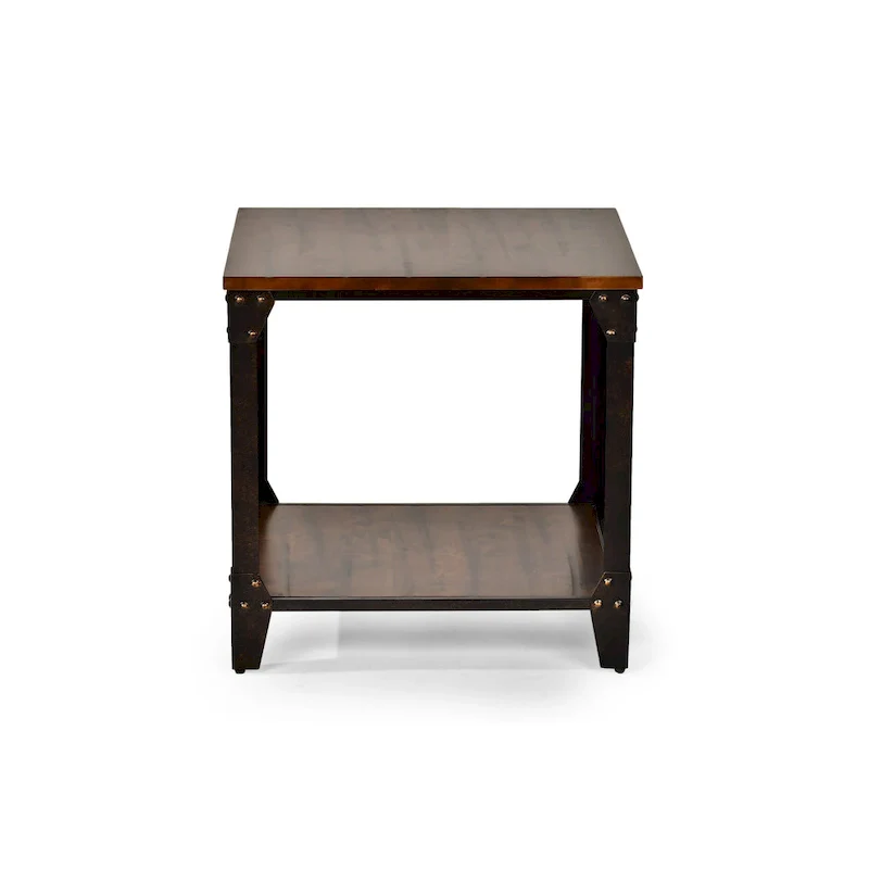 Steve Silver Fischer Solid Wood and Iron Rustic Square Side Table