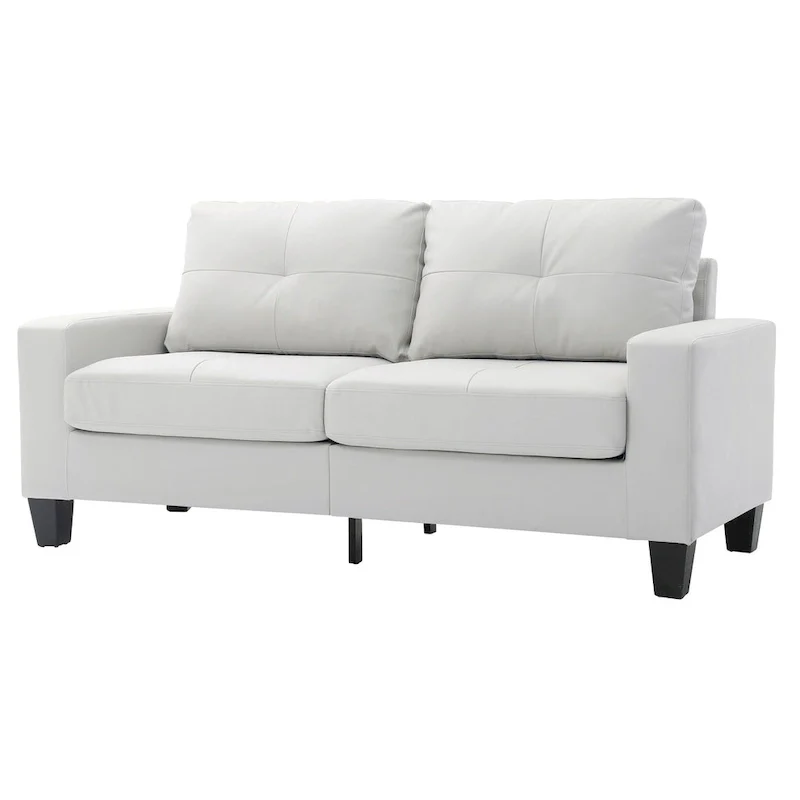Newbury 71 in. W Flared Arm Faux Leather Straight Sofa - 32L x 71W x 36H