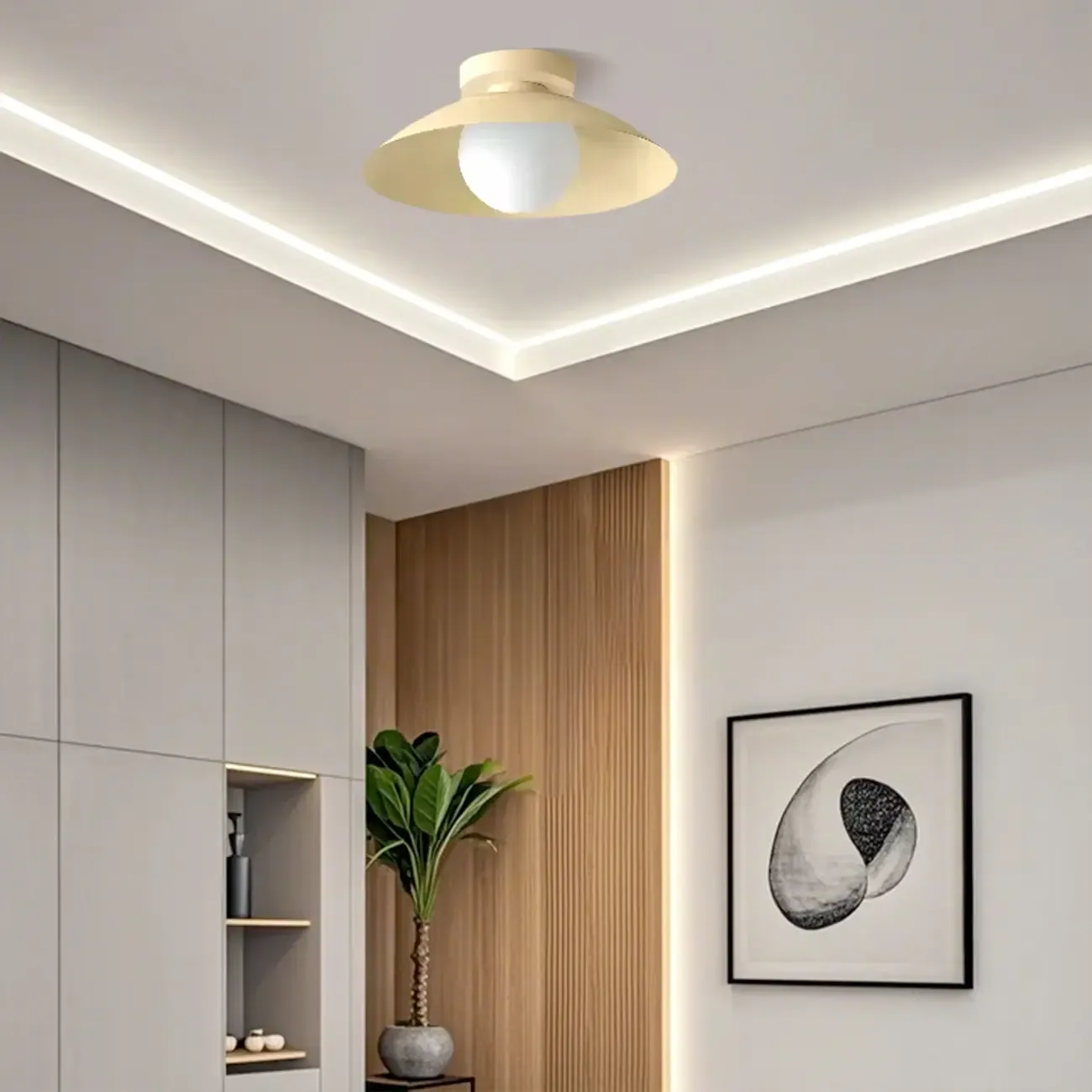 Mini Beige Dome Metal Modern Semi Flush Ceiling Light