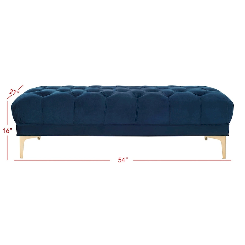 SAFAVIEH Rennie Navy/ Brass Tufted Rectangular Bench - 54 x 27 x 16 - 54Wx27Dx16H