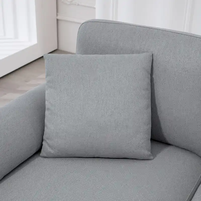 HOMCOM Fabric Sectional Couch with Reversible Sleeper Sofa, Modern L Shaped Sectional Sofa with Pillows, Wooden Legs