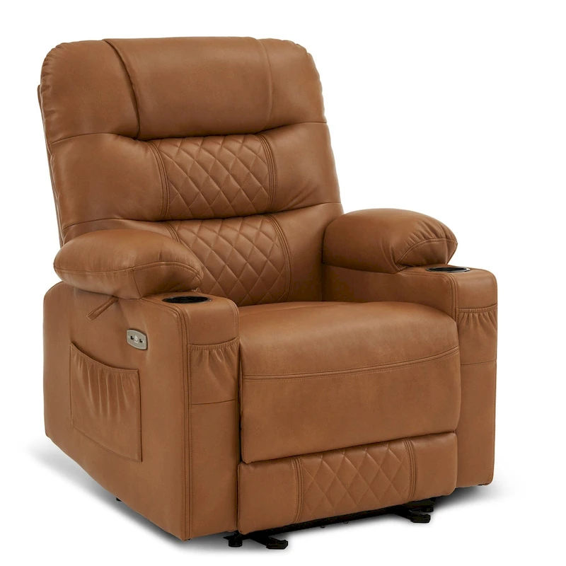 MCombo Electric Power Recliner Chair with Heat and Massage, Leather PR621