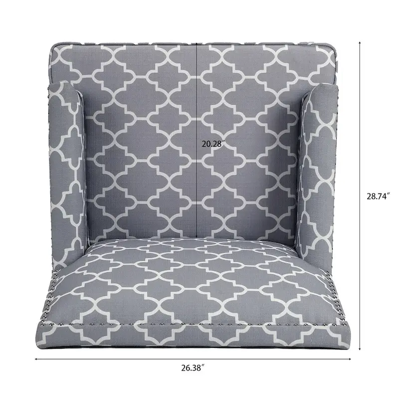 Fabric Upholstered Accent Chairs with Wood Legs