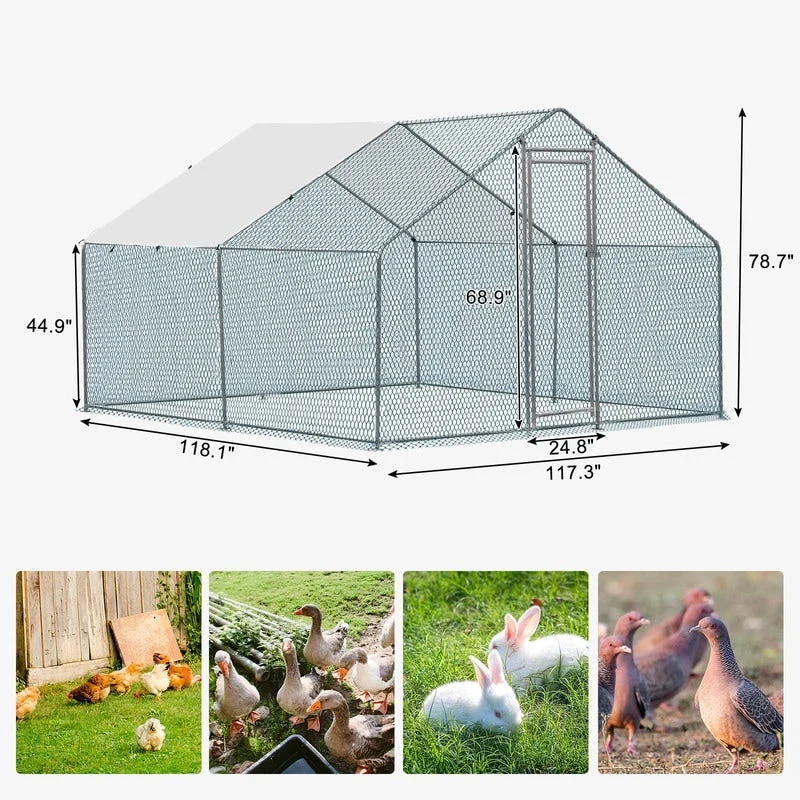 Large Metal Chicken Coop Walk-in Poultry Cage