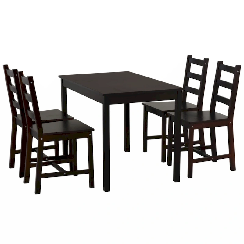 5 Piece Dining Room Table Set, Wooden Kitchen Table and Chairs for Dinette, Breakfast Nook, Chestnut Brown