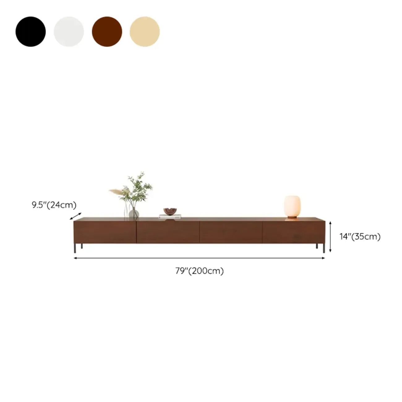 Modern Wood TV Stand in Nut-Brown with Drawers