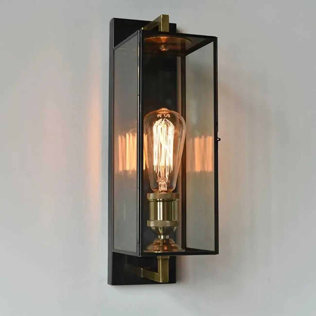 Gold Glass Small Black Modern Geometric LED Wall Sconce
