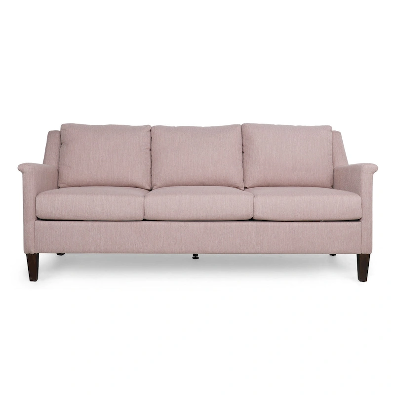 Light Pink 76.5 Modern 3-Seater Sofa with Birch Legs and Plush Seating