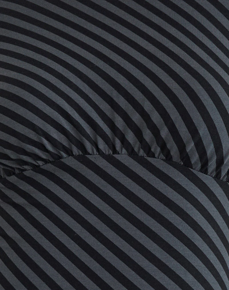 Hongsai Mini Dress in Oblique Stripe Ocean Storm
