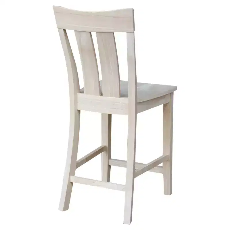 24" Ava Counter Height Barstool Unfinished - International Concepts: Solid Wood, Square Seat