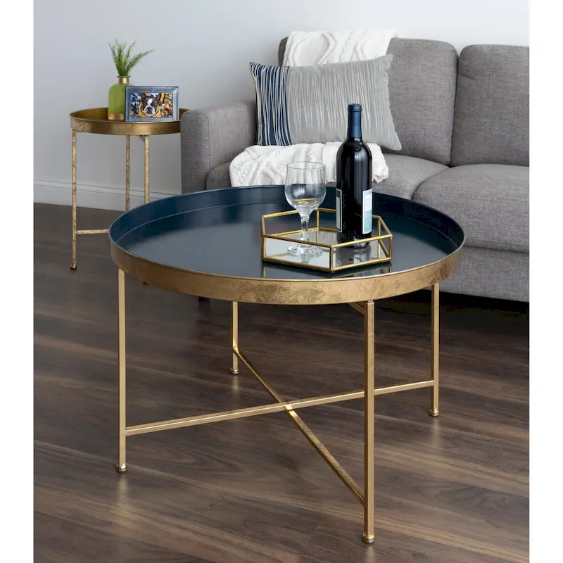 Kate and Laurel Celia Round Metal Coffee Table - 28.25x28.25x19