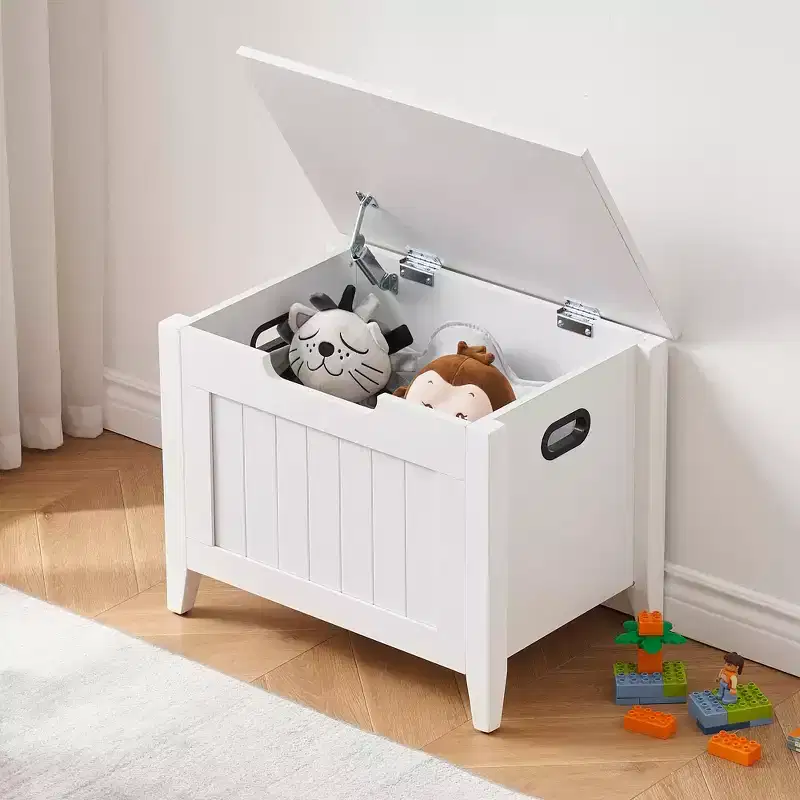White Linen Storage Bench with Lid, Single Seat