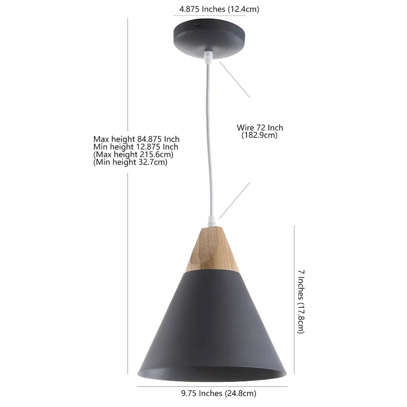 SAFAVIEH Lighting Taimi Adjustable 1-Light Led Grey Pendant - 10 x10 x12.9-84.9  - 10Wx10Dx85H