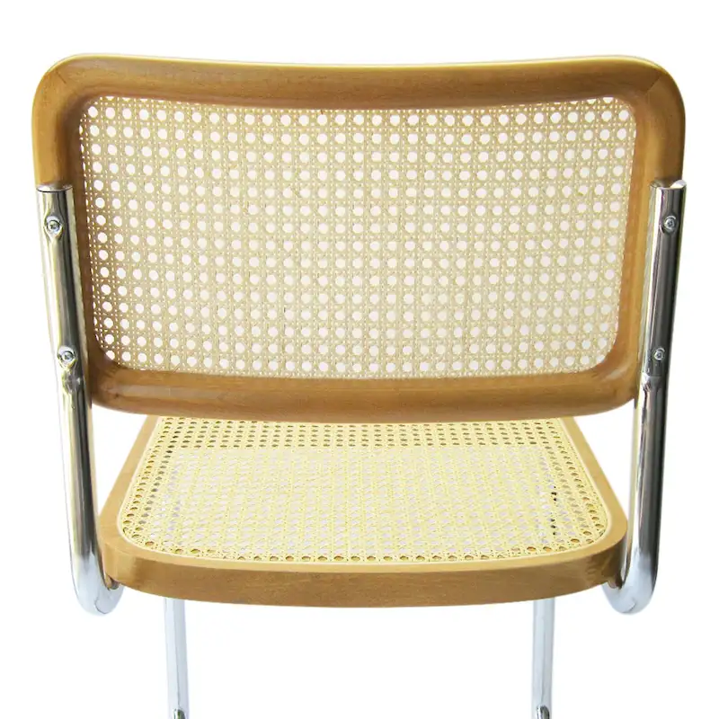 Breuer Chair Company Cesca Cane Dining Chair in Chrome and Honey Oak