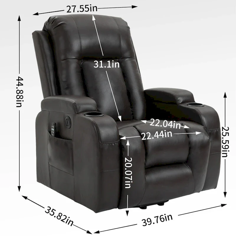 Black Power Lift Recliner with Massage, Heat & Heavy Duty Frame