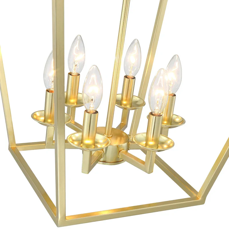 6 - Matte Black/ Gold Light Pendant - 16 x16 x24