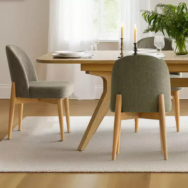 7-Piece Dining Table Set, 78-96 Extendable Trestle Base Table with Upholstered Chairs Featuring Solid Wood Legs-Panipeachy