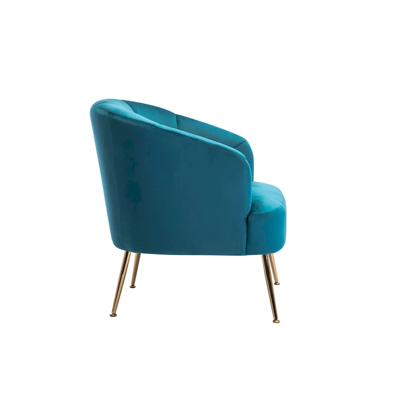 Tufted Velvet Accent Chair with Chrome Legs