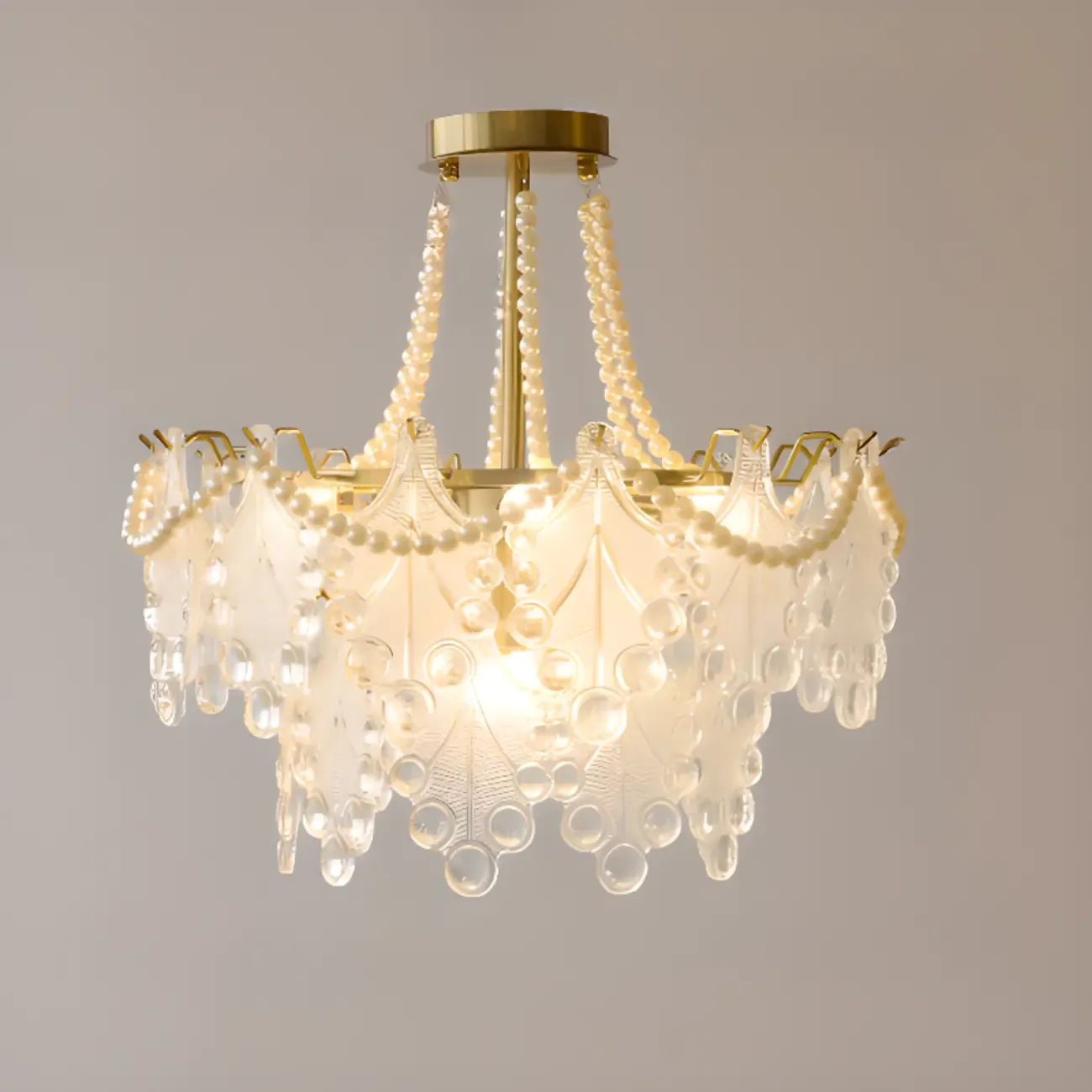 Gold Crystal Beads Chandelier with Elegant Design