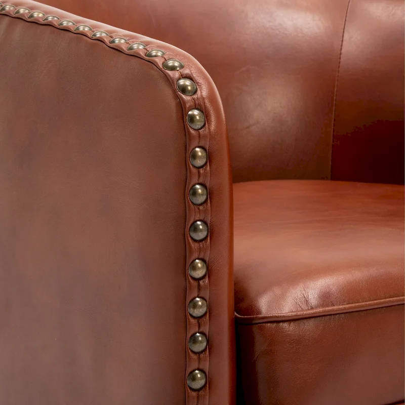 Truman Faux Leather Swivel Arm Chair with Nailhead Trim by Greyson Living